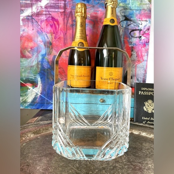 Rare Vintage GUCCI Crystal Champagne Wine Cooler Ice Bucket Barware Decor GG ❤️ - Picture 2 of 11